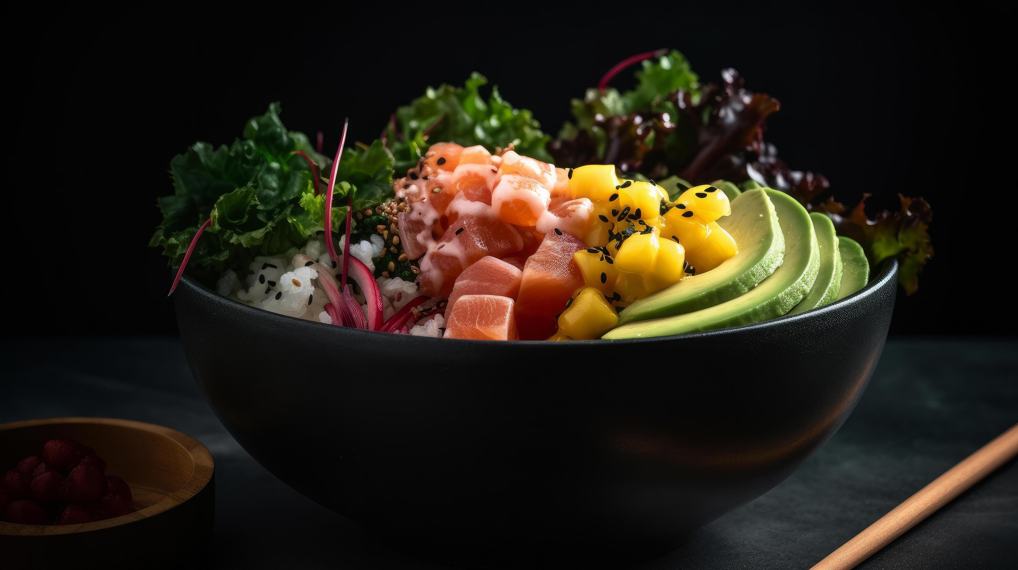 Poke bowl food background. Illustration Stock Free