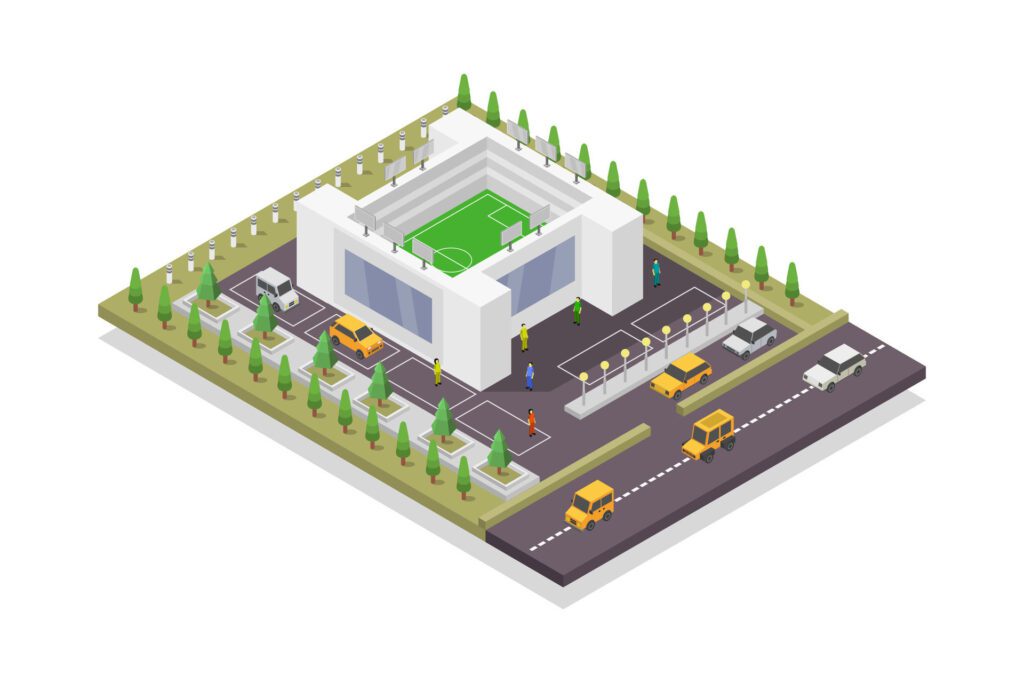 Isometric stadium building on white background Free Vector