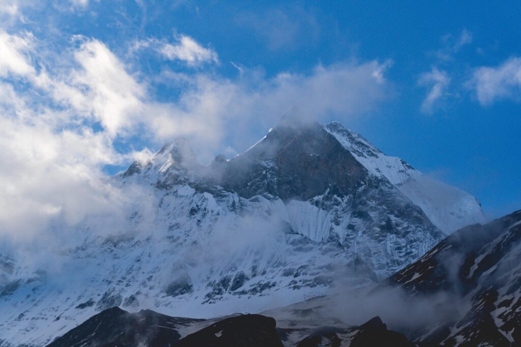 Mountain in Nepal, Annapurna Base Camp, Machapuchare Mountain, Annapurna Trekking, Travel in Nepal Stock Free