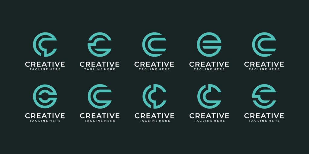 Set of creative initial letter c logo design collection template. icons for business of luxury, elegant, simple. Stock Free