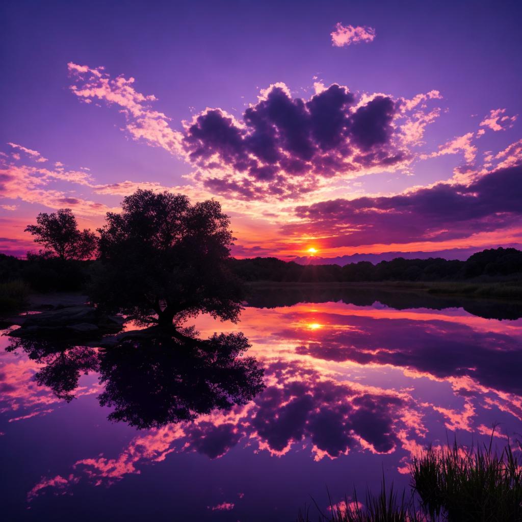 Purple sunset Nature photography,HD by @ai_generated