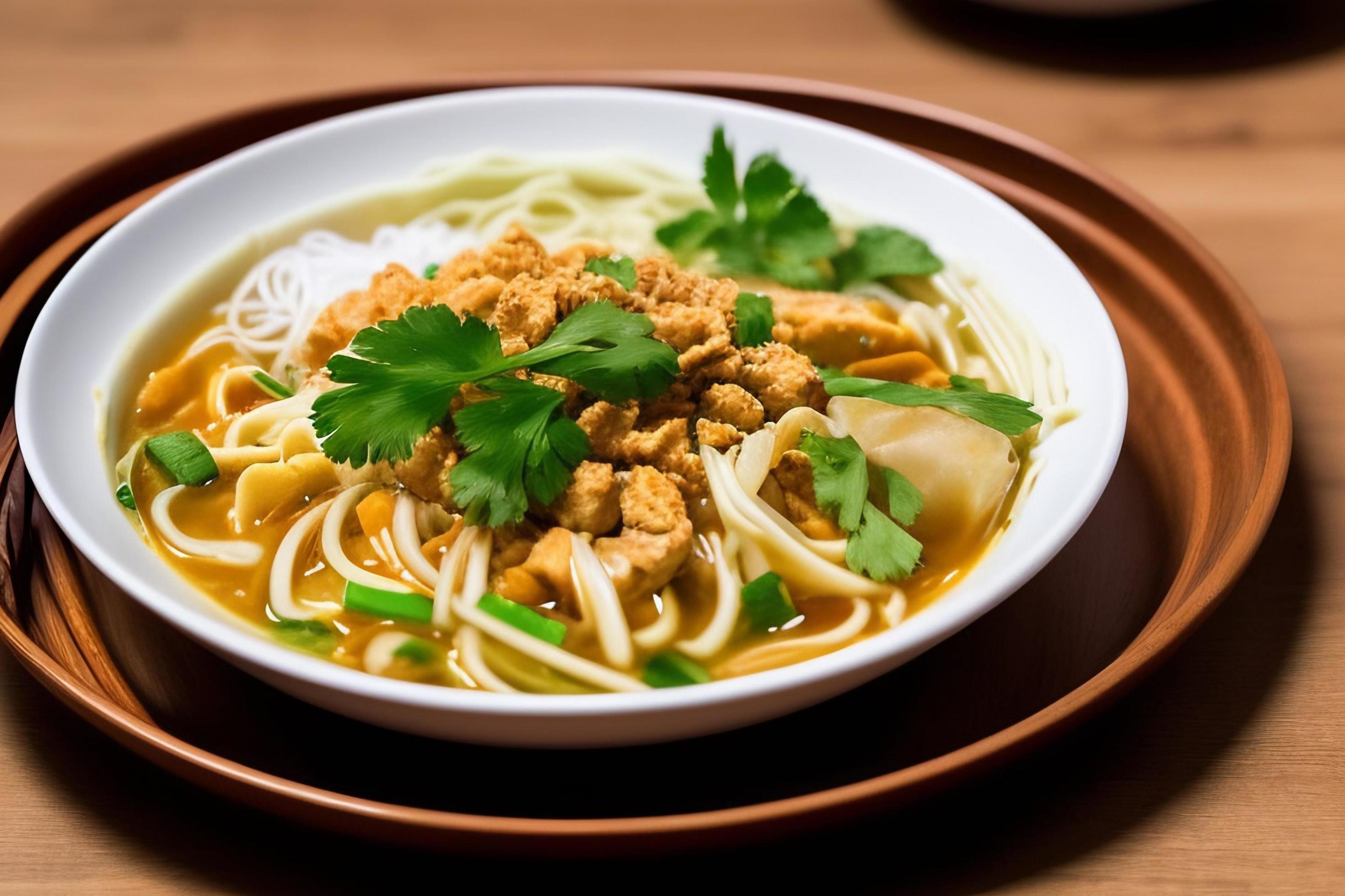 Delicious noodles. Fast food meal with appetizing pasta and chopsticks. Stock Free