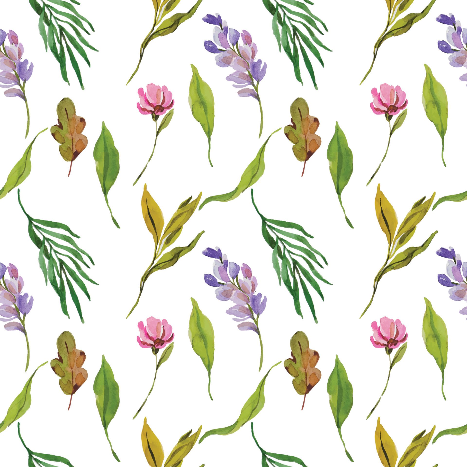 watercolor flower pattern fabric Free Vector