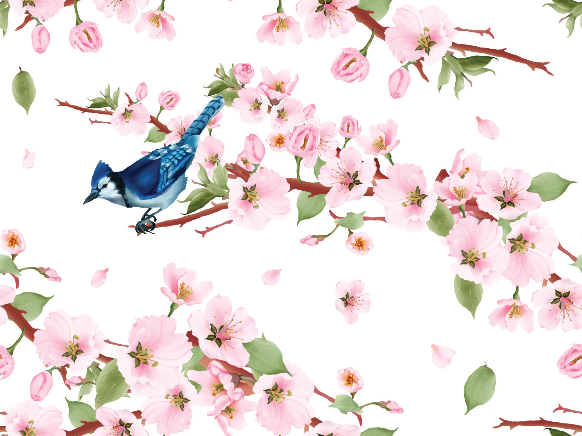 Seamless pattern with pink sakura design Free Vector