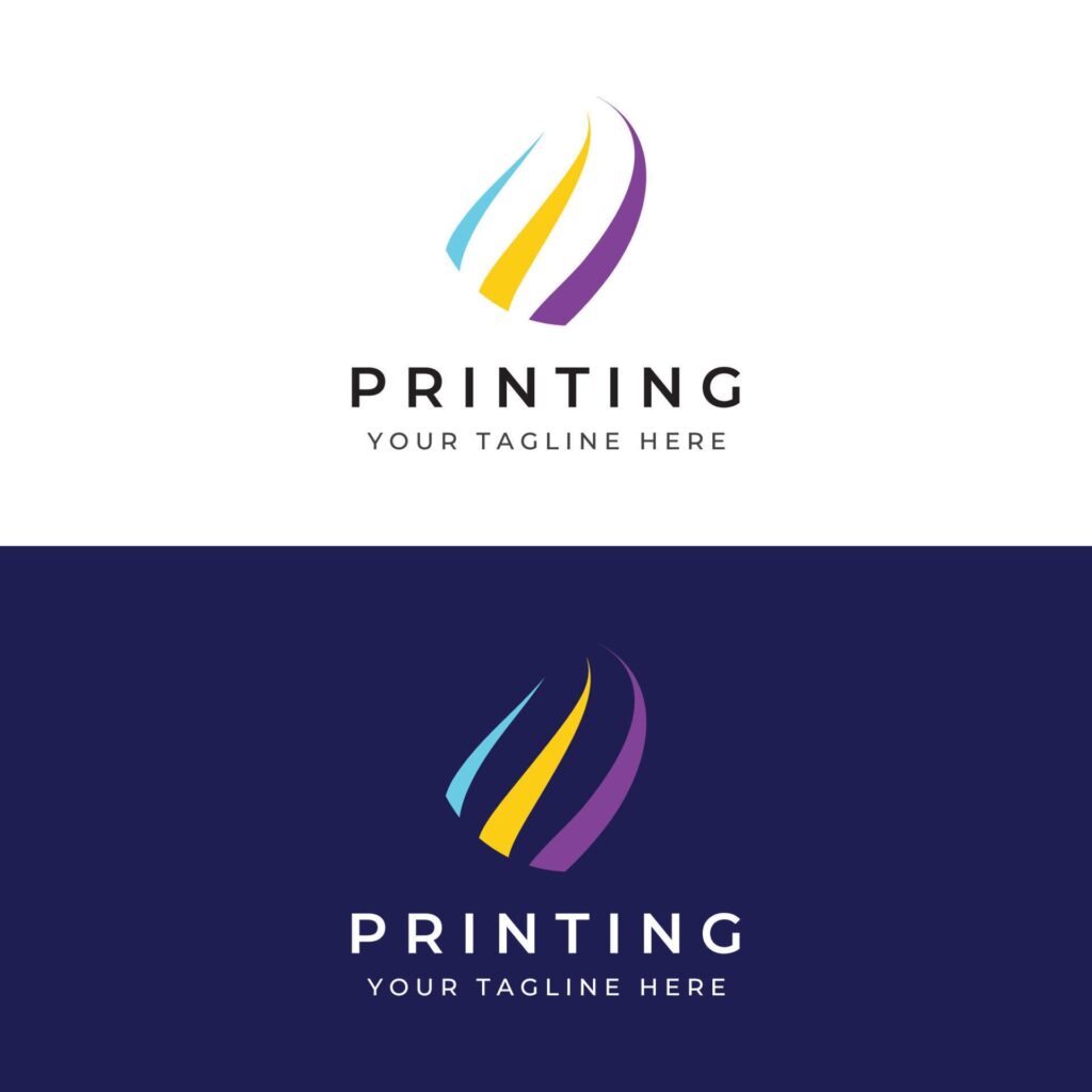 Abstract colorful logo digital printing, printing services, media, technology and the internet. With a modern and simple concept. Stock Free