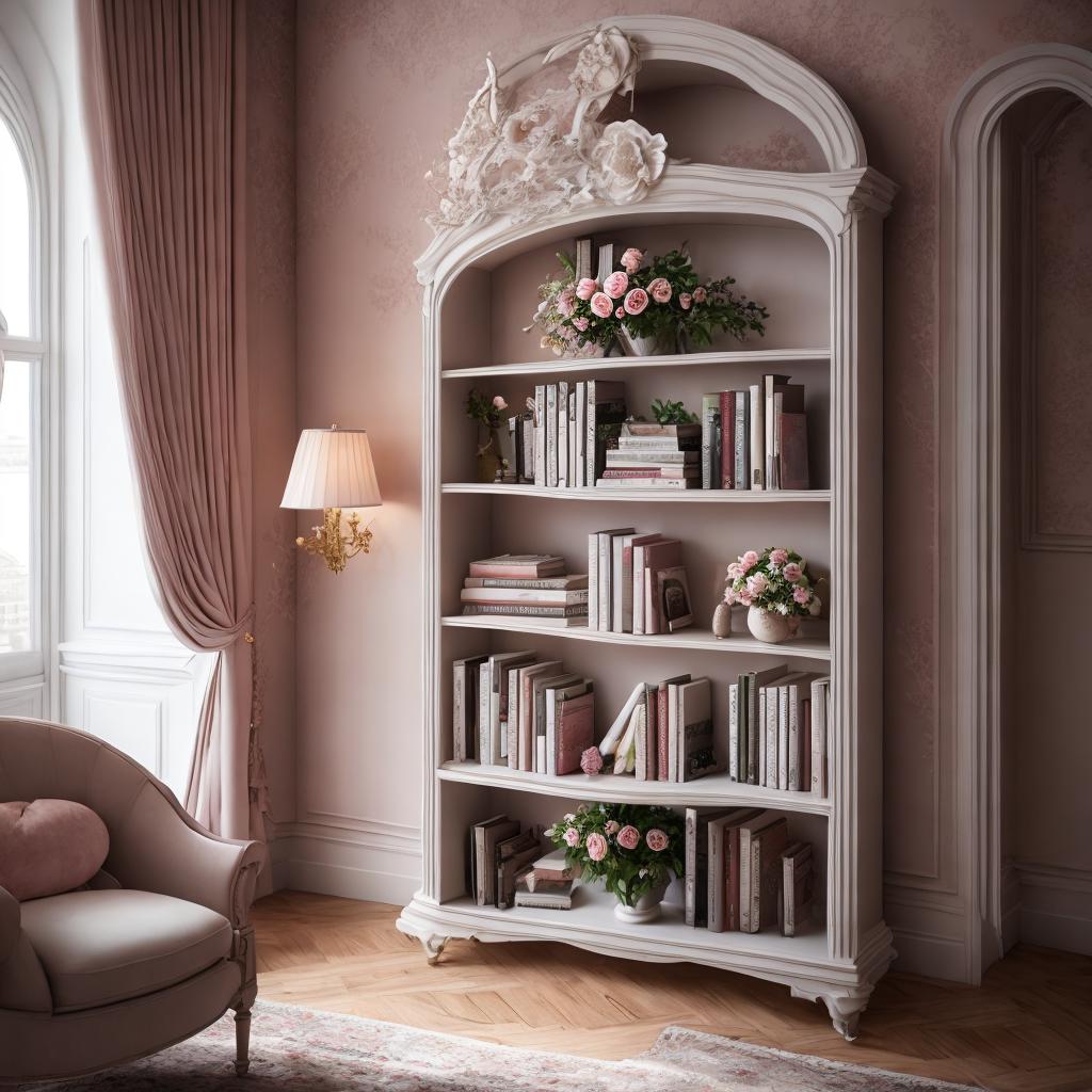 Elegant roses, modern bookshelf, by @ai_generated