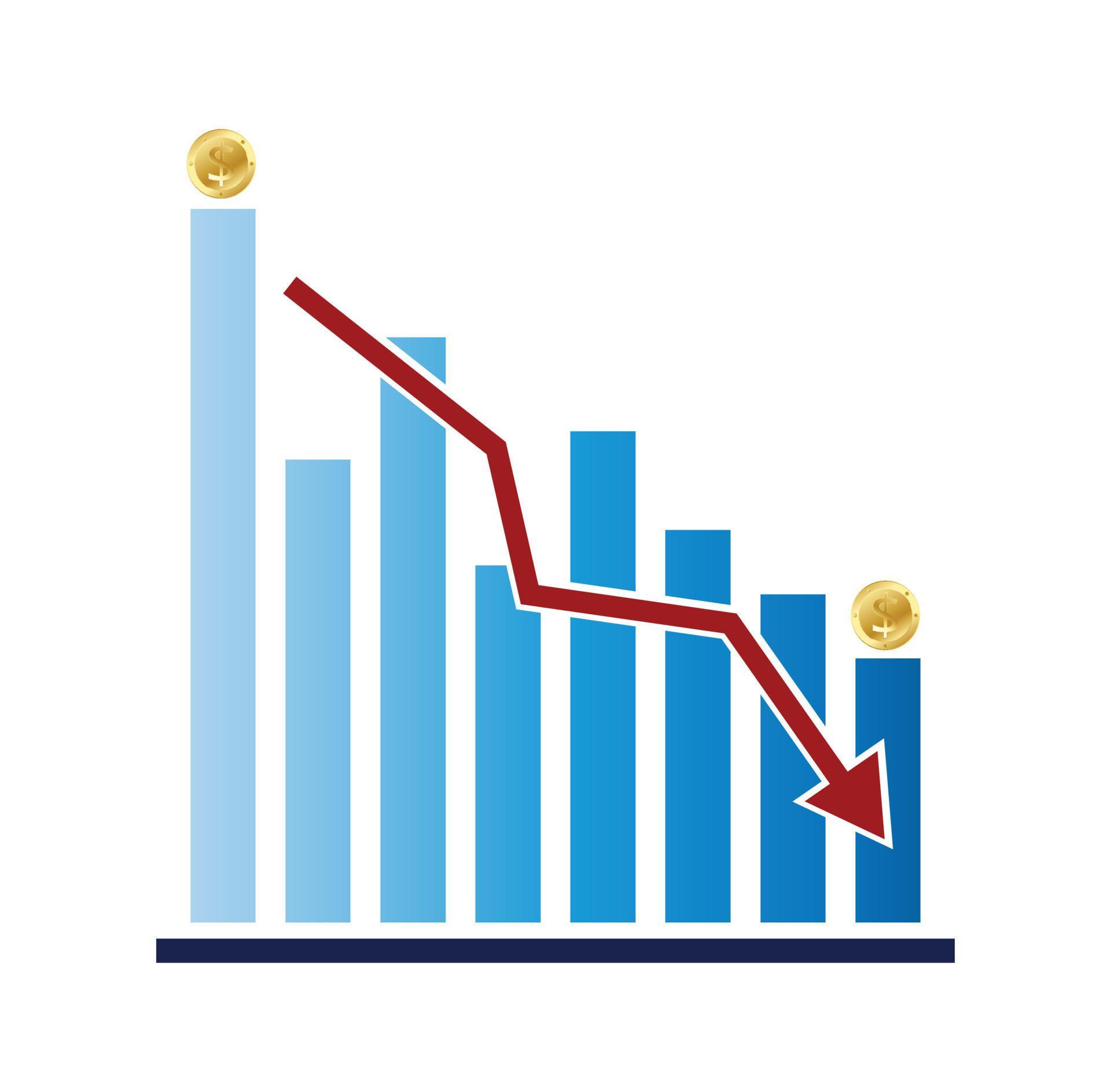 business report bar chart, Red graph Arrow Down Stock Free and Free SVG