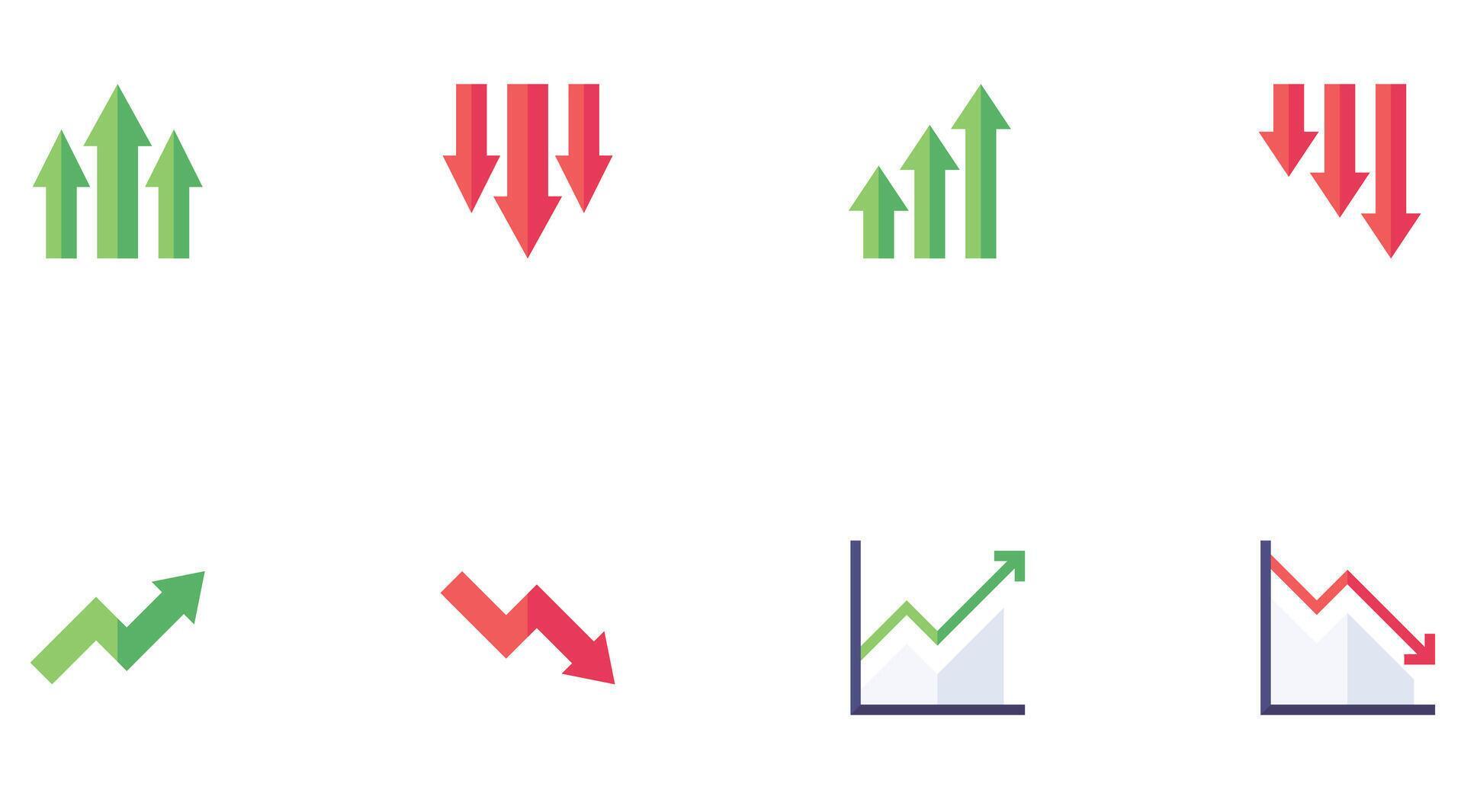 set of different arrows and business, financial and daily use arrows vector art icons Stock Free