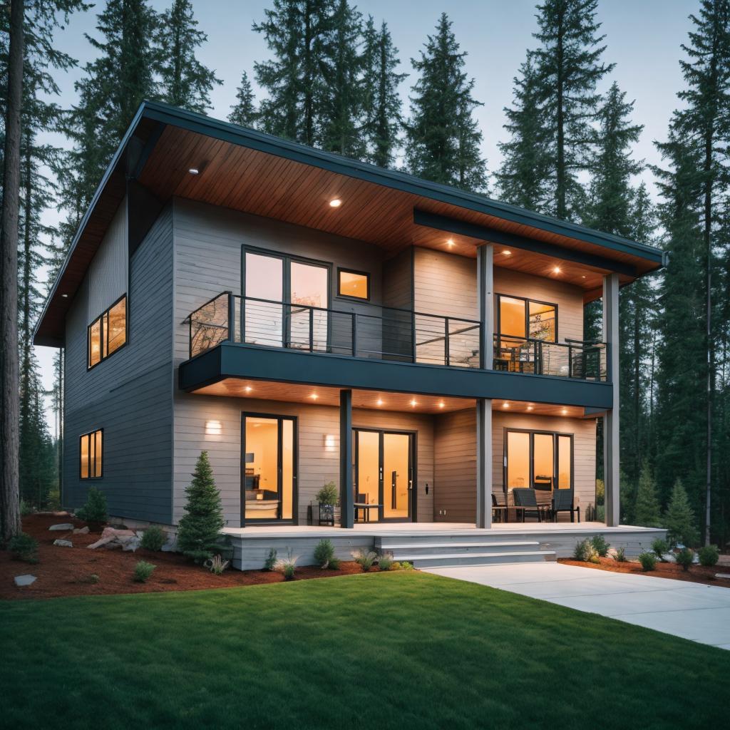 Northwest contemporary. Modern home, by @ai_generated