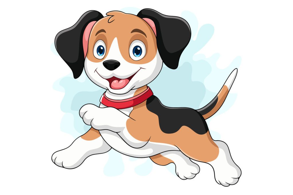 Cartoon funny dog running isolated on white background Free Vector