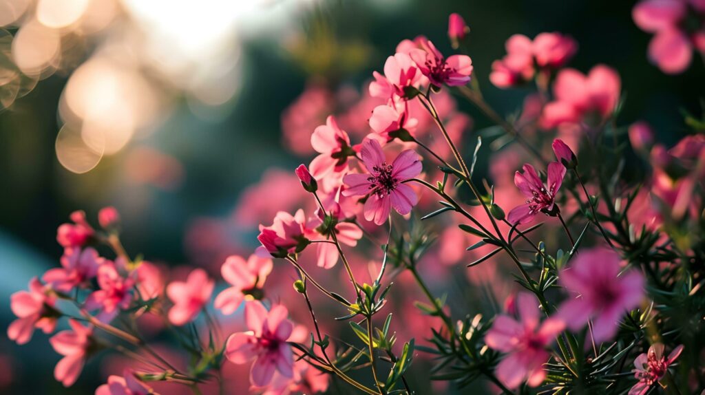 Ethereal Pink Petals in Golden Sunset Light Free Photo