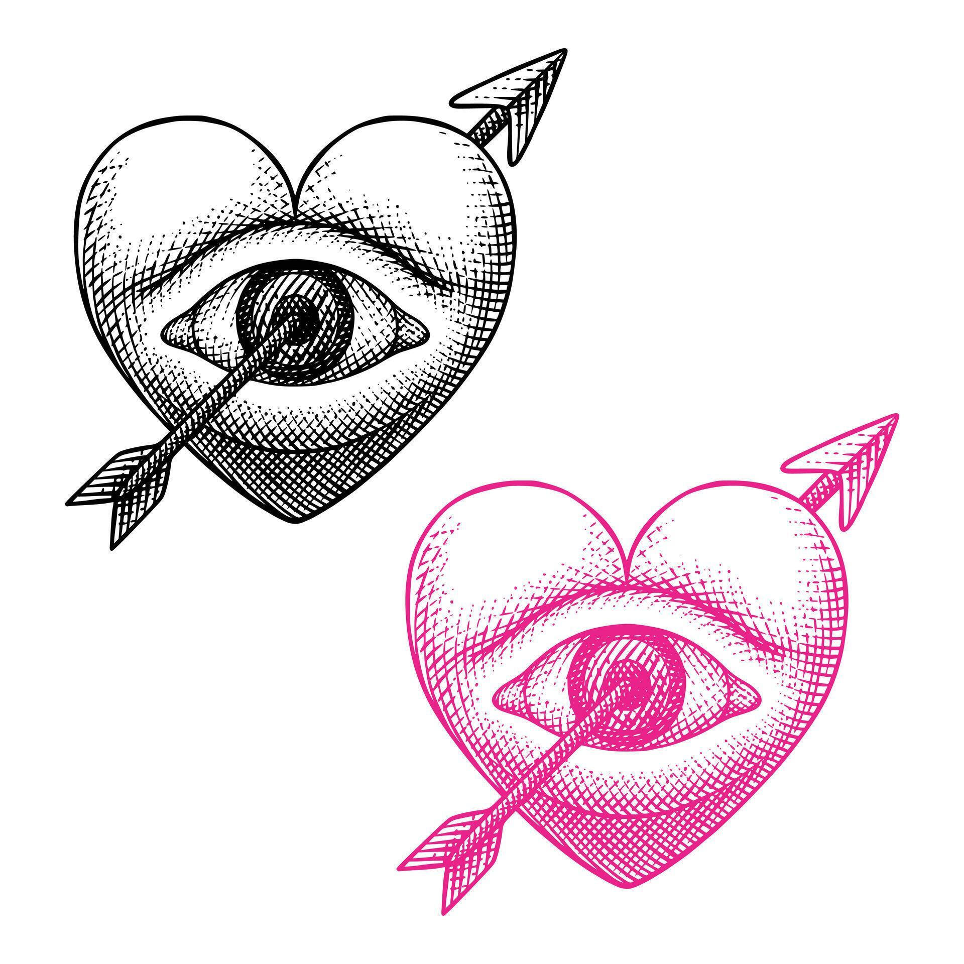 The Heart Eyes are Pierced by Arrows Vintage Illustration Stock Free