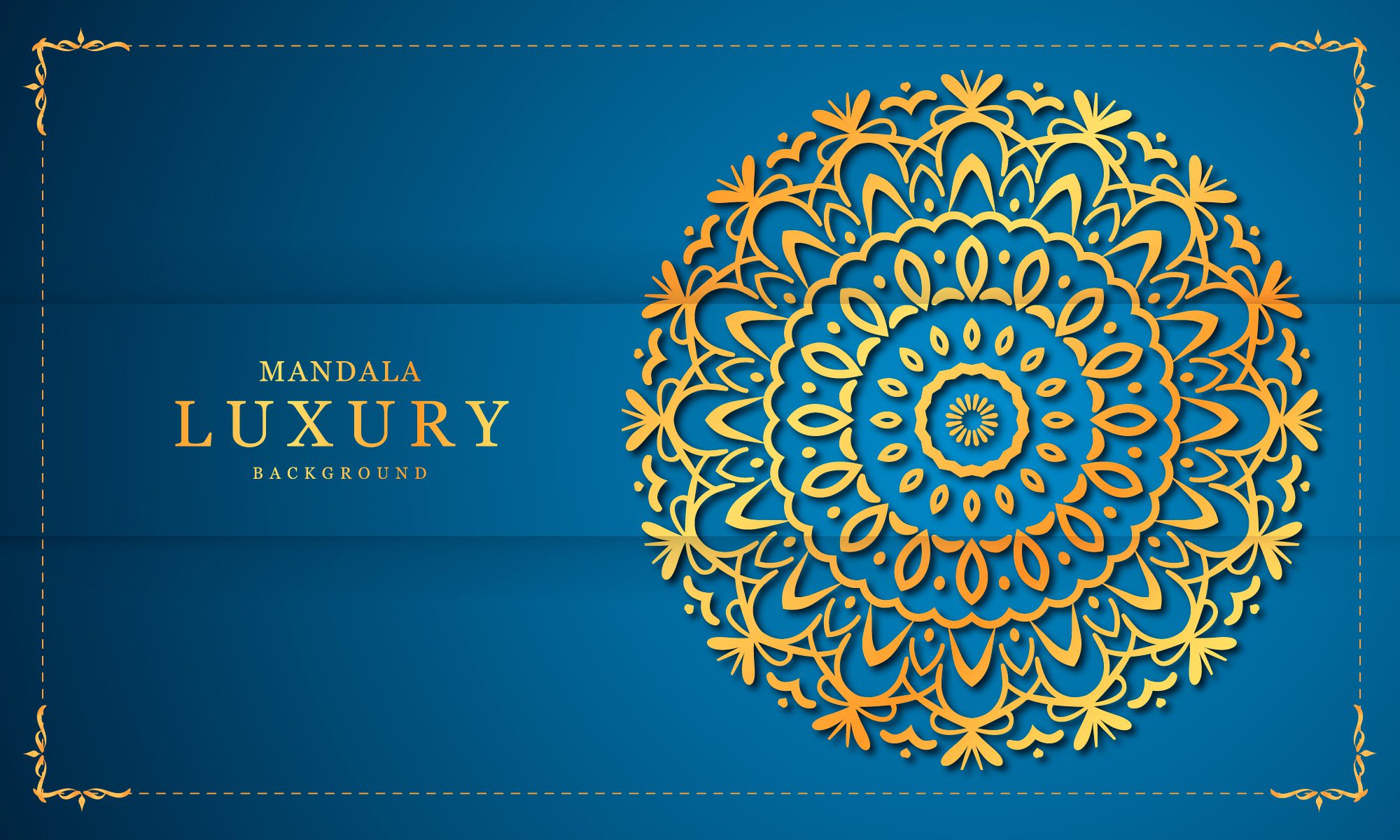 Gold and Blue Luxury Mandala Background Design Free Vector