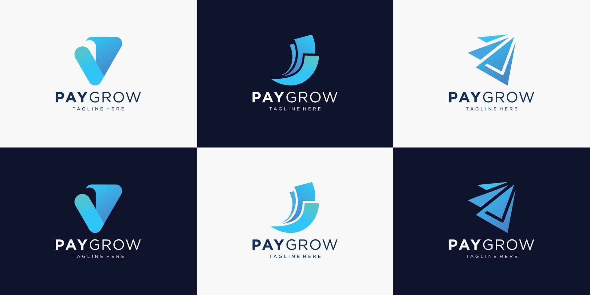 Set of Abstract payment vector logo design with growth arrow shape design. Stock Free