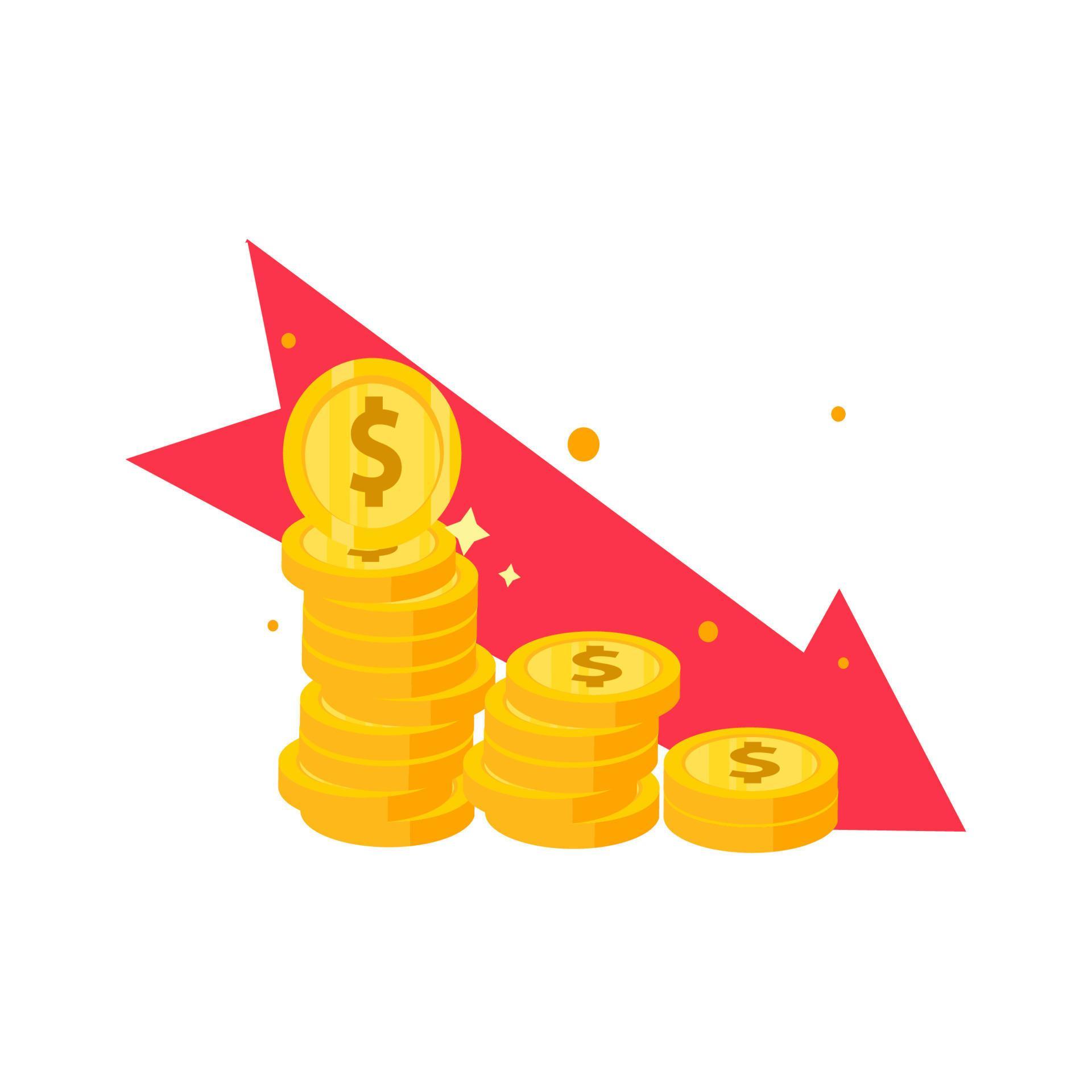 money coin sign dollar investment graph arrows vector illustration Stock Free