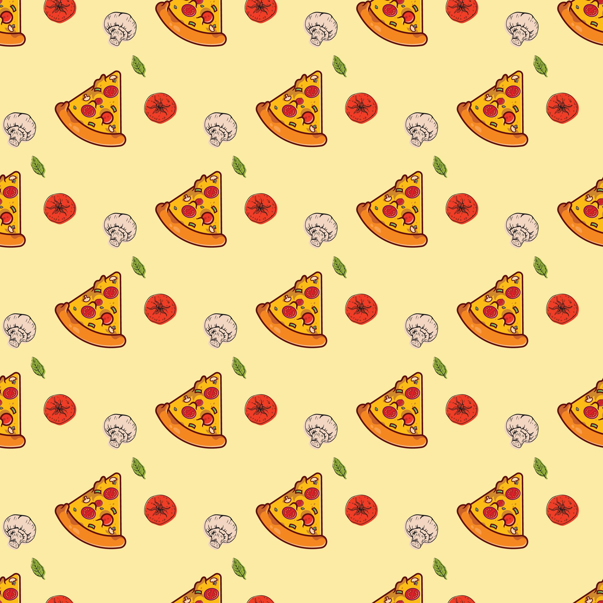 Pizza Pieces Seamless Pattern Design Free Vector