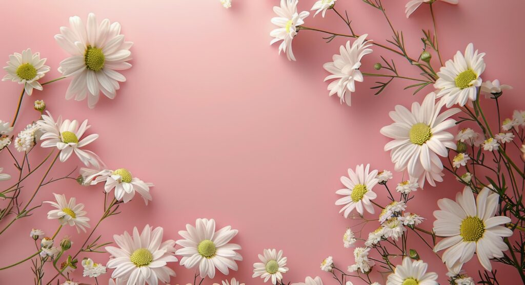 White Daisies on a Pink Background With Soft Lighting Stock Free