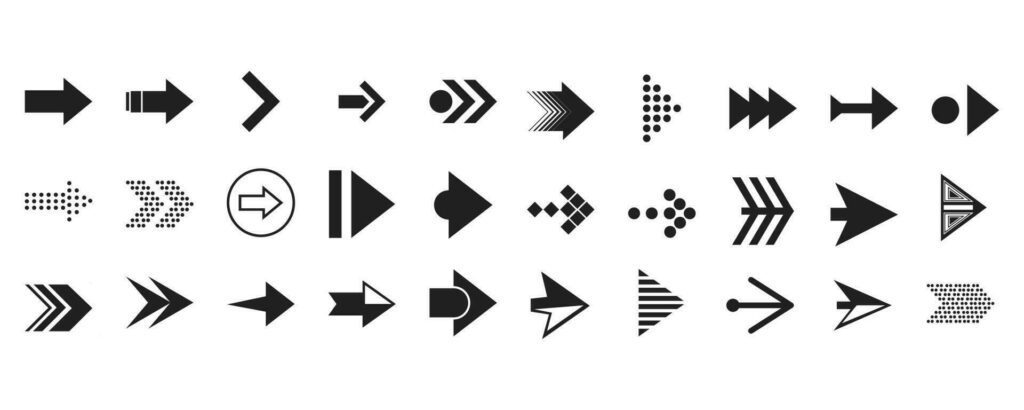 vector arrows, direction, set icon arrows. Stock Free