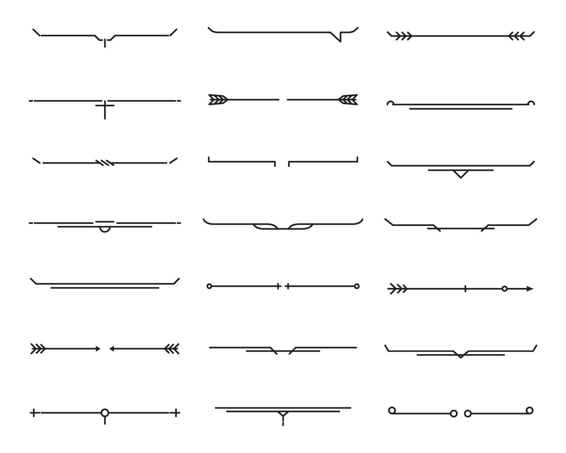Set of Hand drawn design elements. Vintage line elements. Decorative drawing badges, frames. Decoration, banners, swirls divider, emblems, arrows. Stock Free