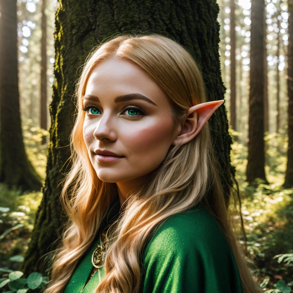 Depict a fantasy elf by @ai_generated