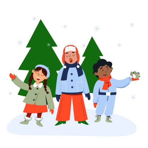 Carol, singing, winter illustration