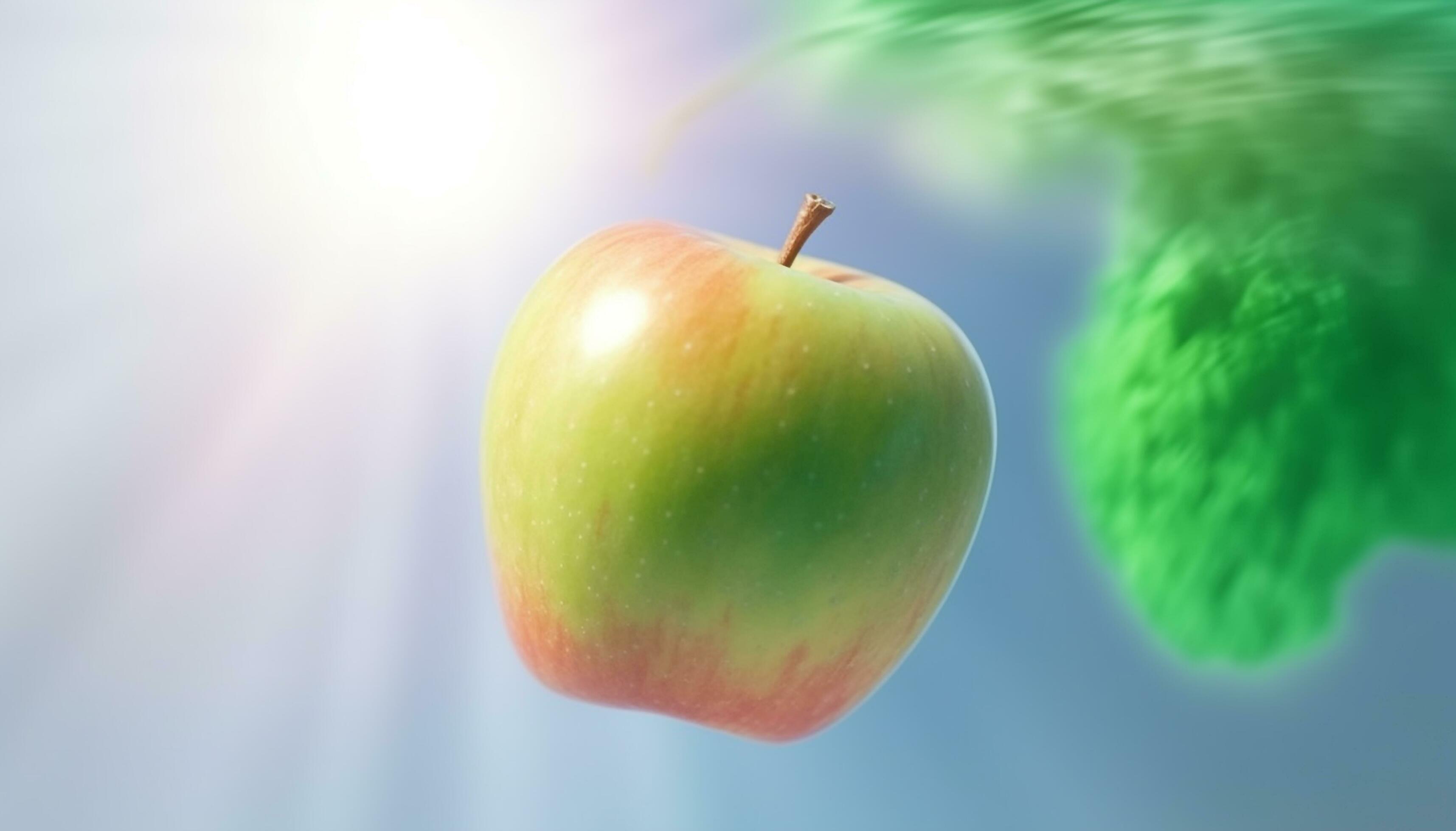 Healthy eating education Juicy, fresh, organic apple promotes vegetarian lifestyle generated by AI Stock Free