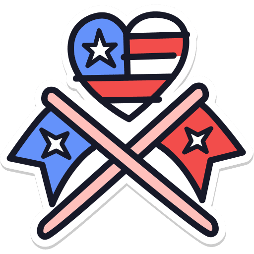 Heart, july, independence day sticker