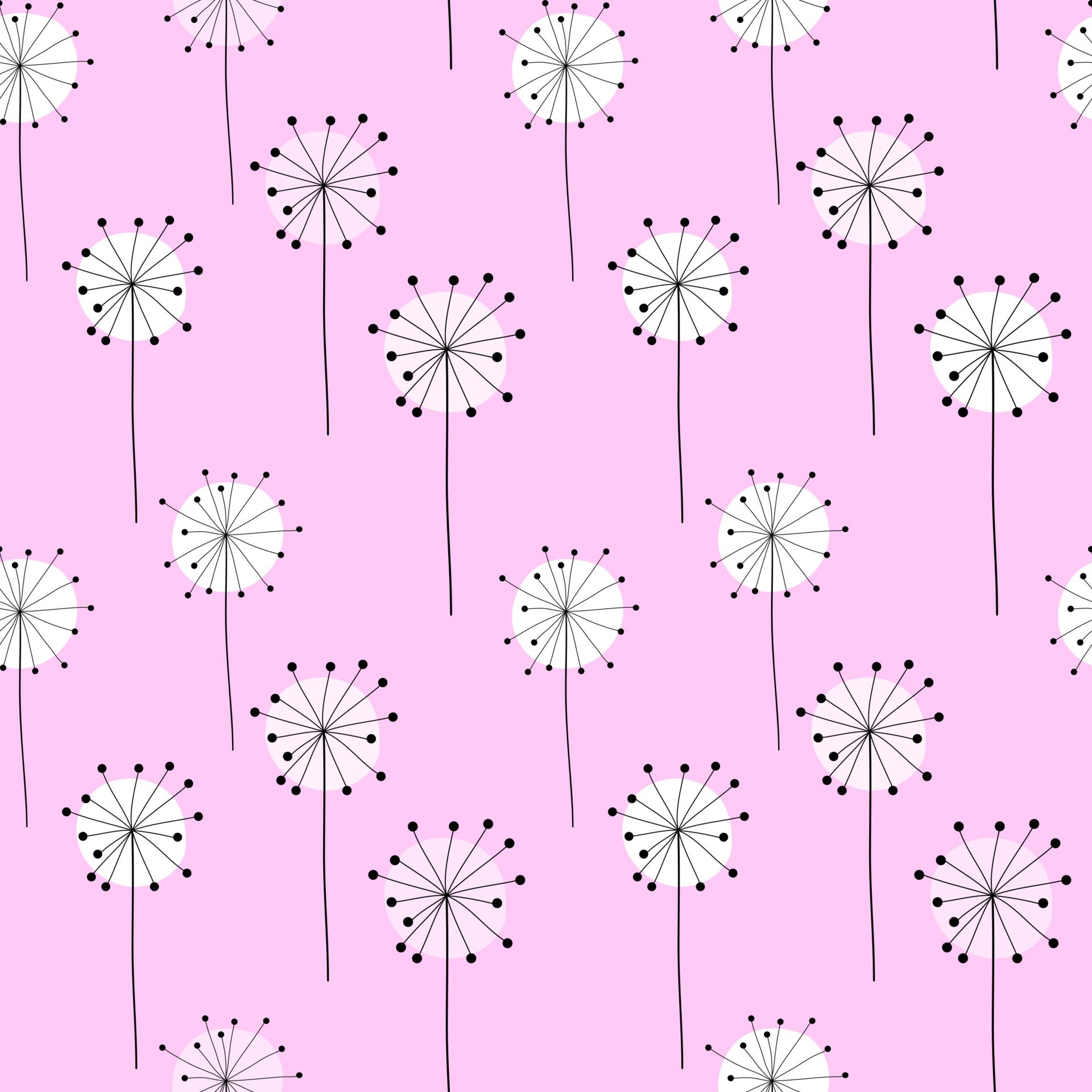 Abstract Hand Drawn Dandelion flower seamless pattern background. Vector Illustration Free Vector