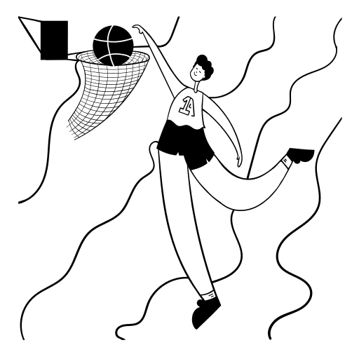 Basketball, playing, sport illustration