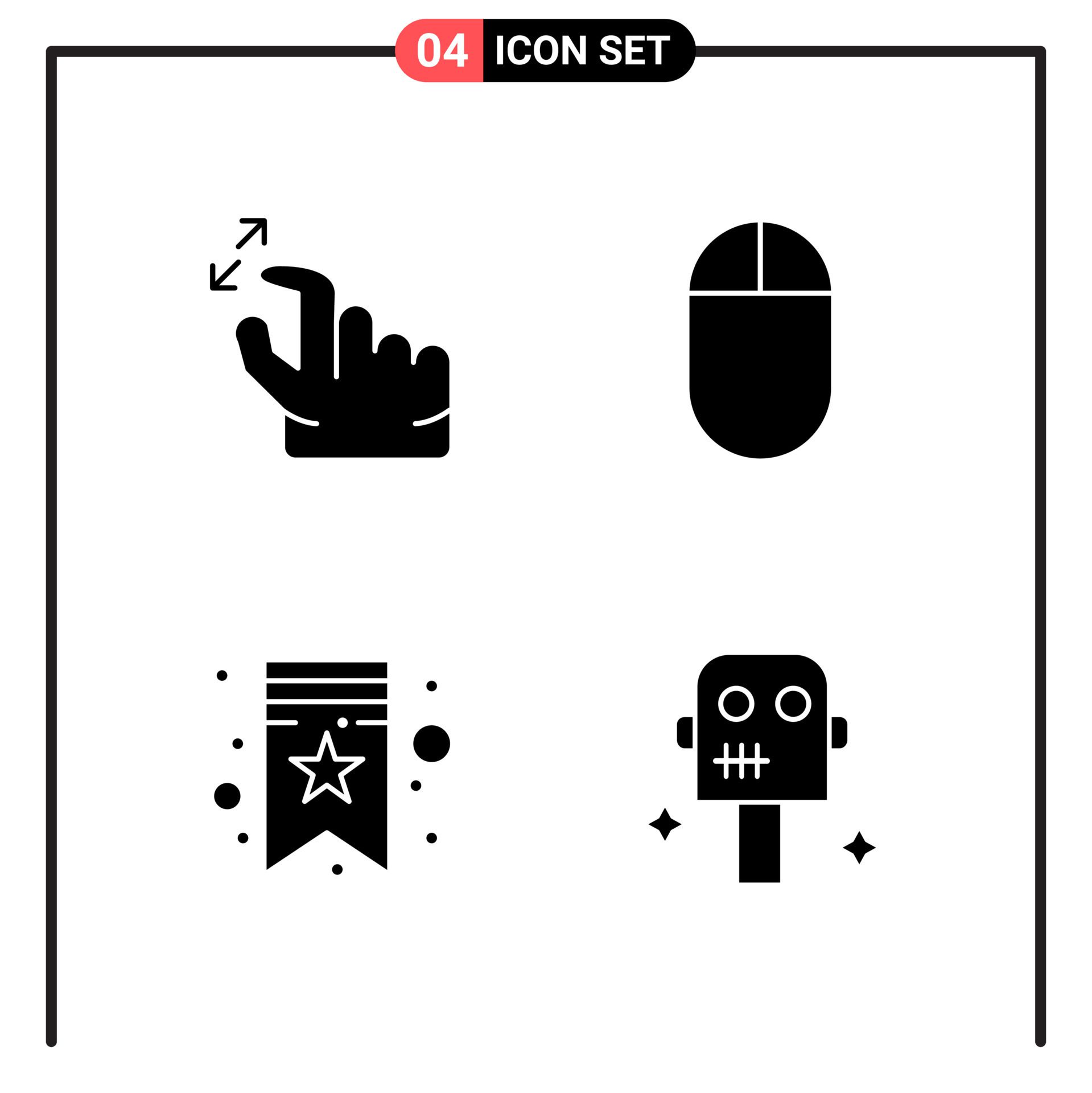 Set of 4 Solid Style Icons for web and mobile Glyph Symbols for print Solid Icon Signs Isolated on White Background 4 Icon Set Free Vector