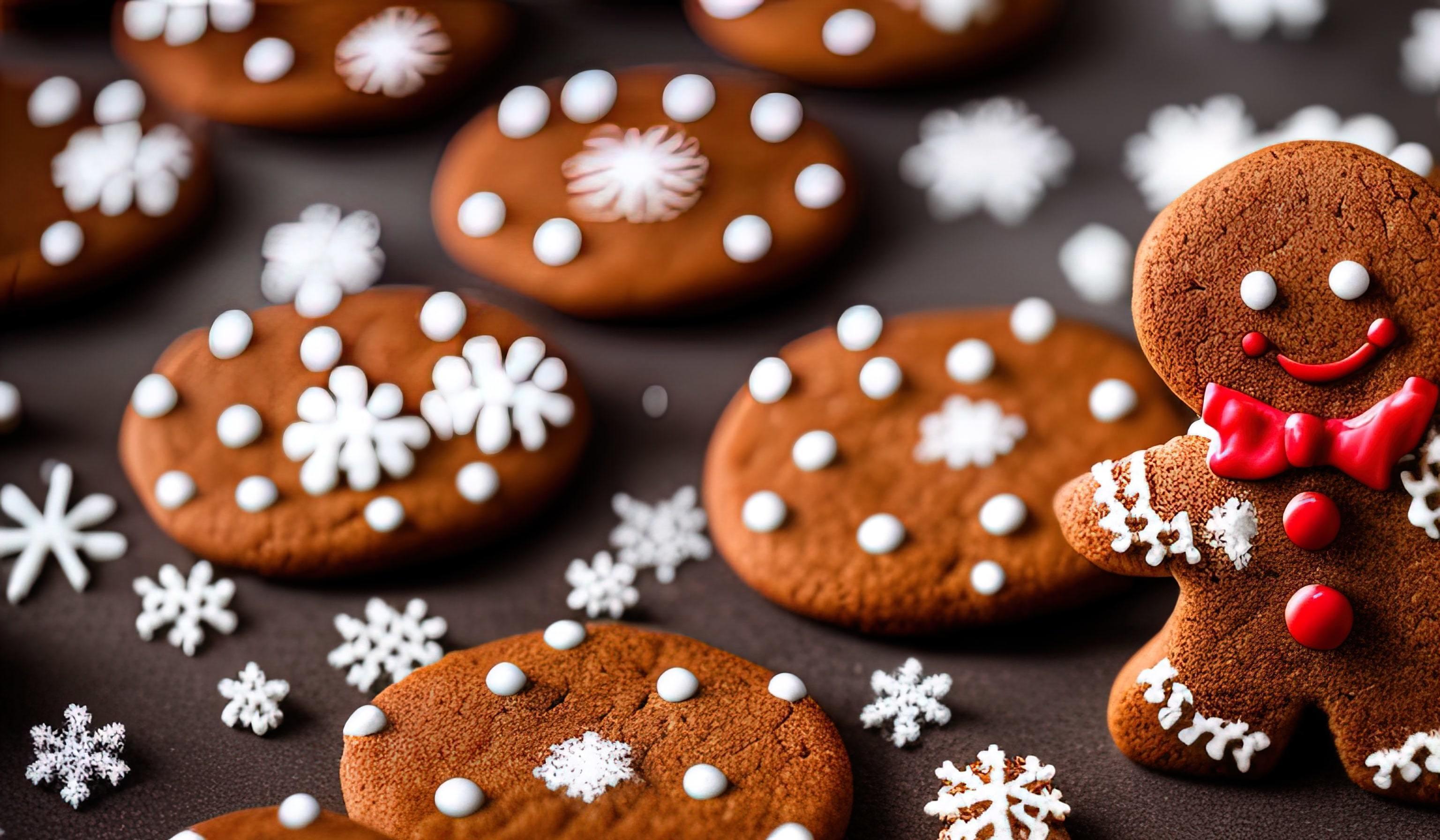 professional food photography of a Three gingerbread man cookies fall Stock Free