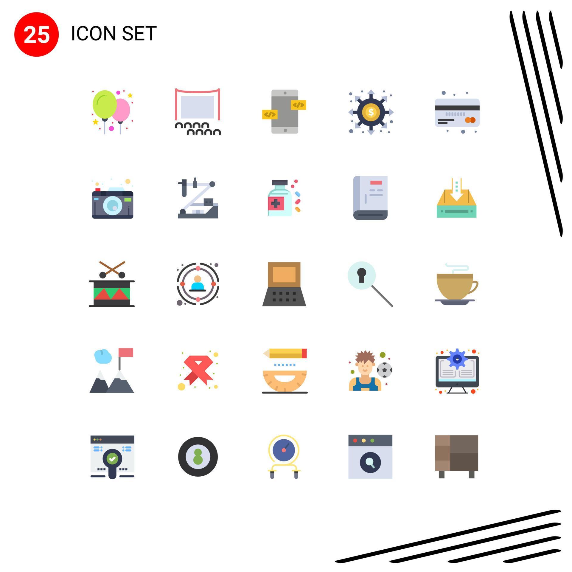 Modern Set of 25 Flat Colors Pictograph of credit wormhole arrows portal black hole Editable Vector Design Elements Stock Free