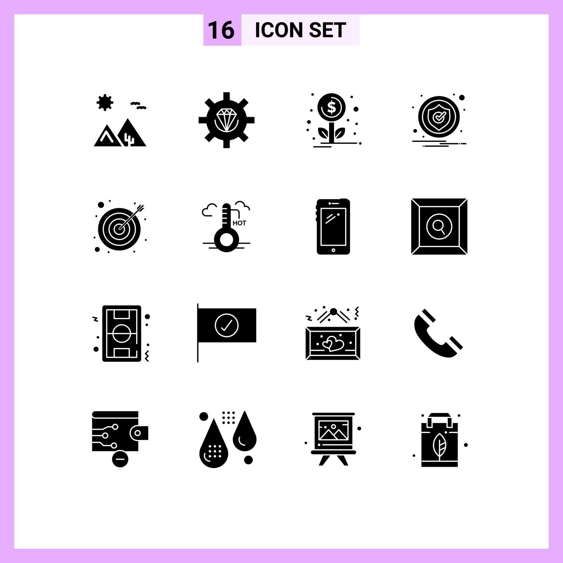 Set of 16 Modern UI Icons Symbols Signs for arrow notification process caution investment Editable Vector Design Elements Stock Free