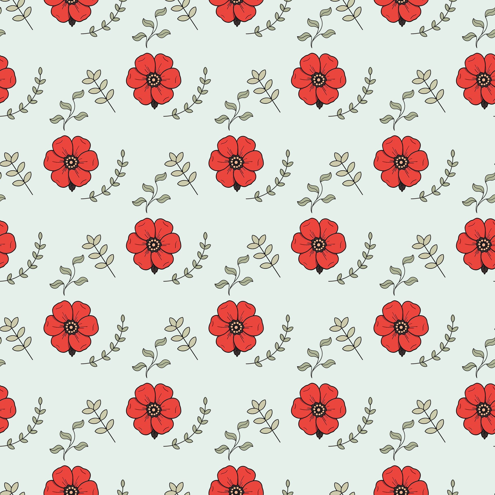 Botanical Florals Seamless Pattern Design Free Vector