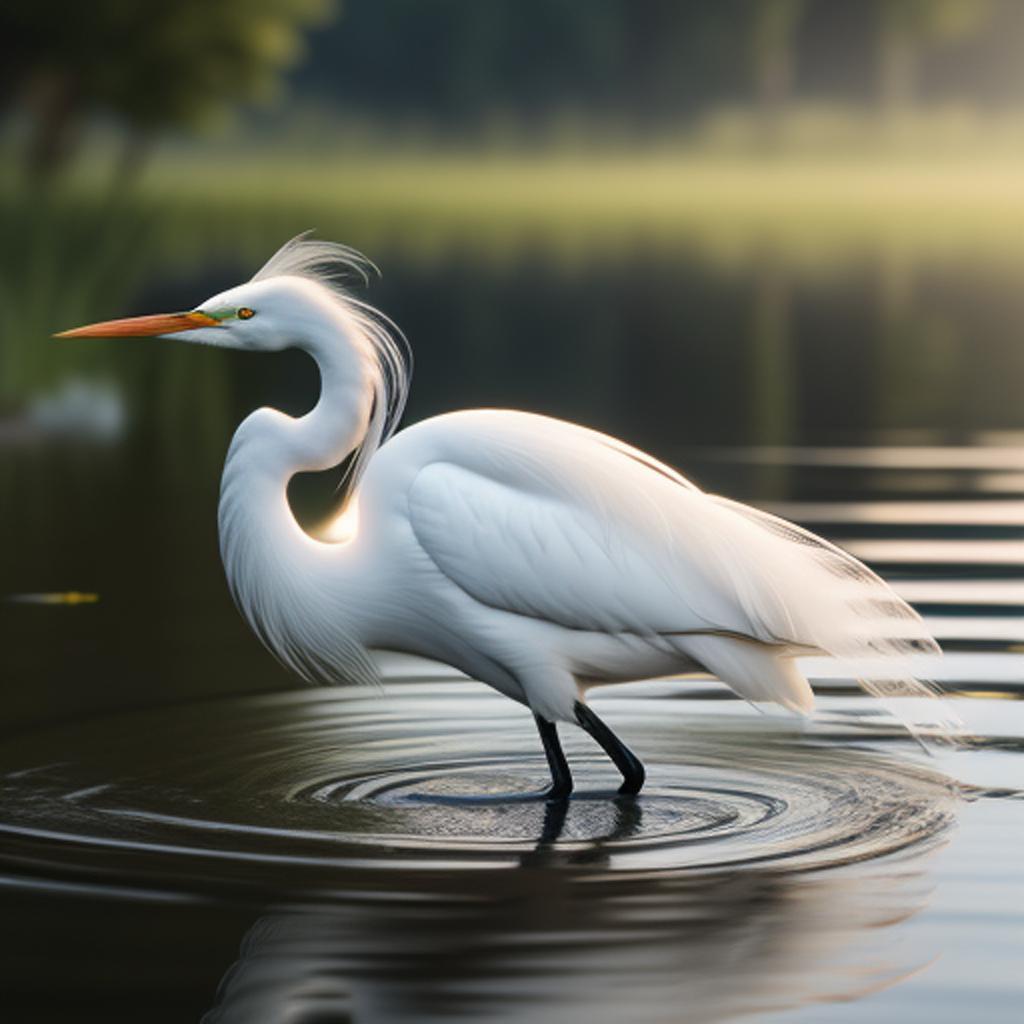 White aigrette by @jacqueline-witkambut by @ai_generated