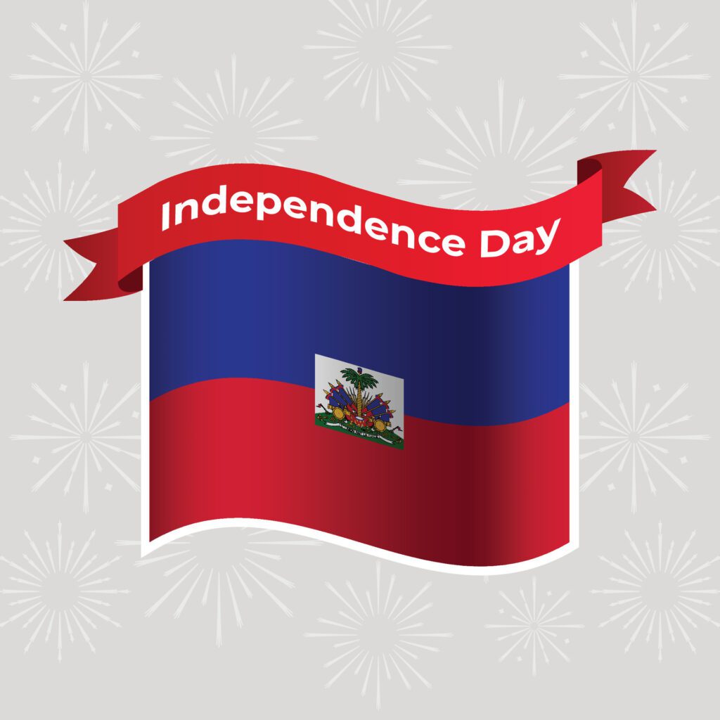 Haiti Wavy Flag Independence Day Banner Background Free Vector