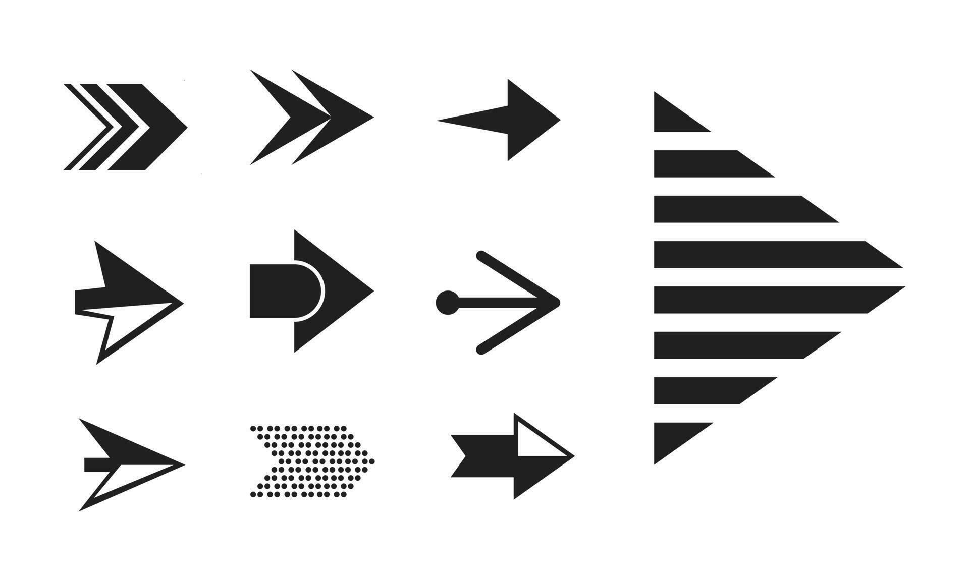 set different arrows mark. Collections arrows pointers. Flat style vector illustration Stock Free