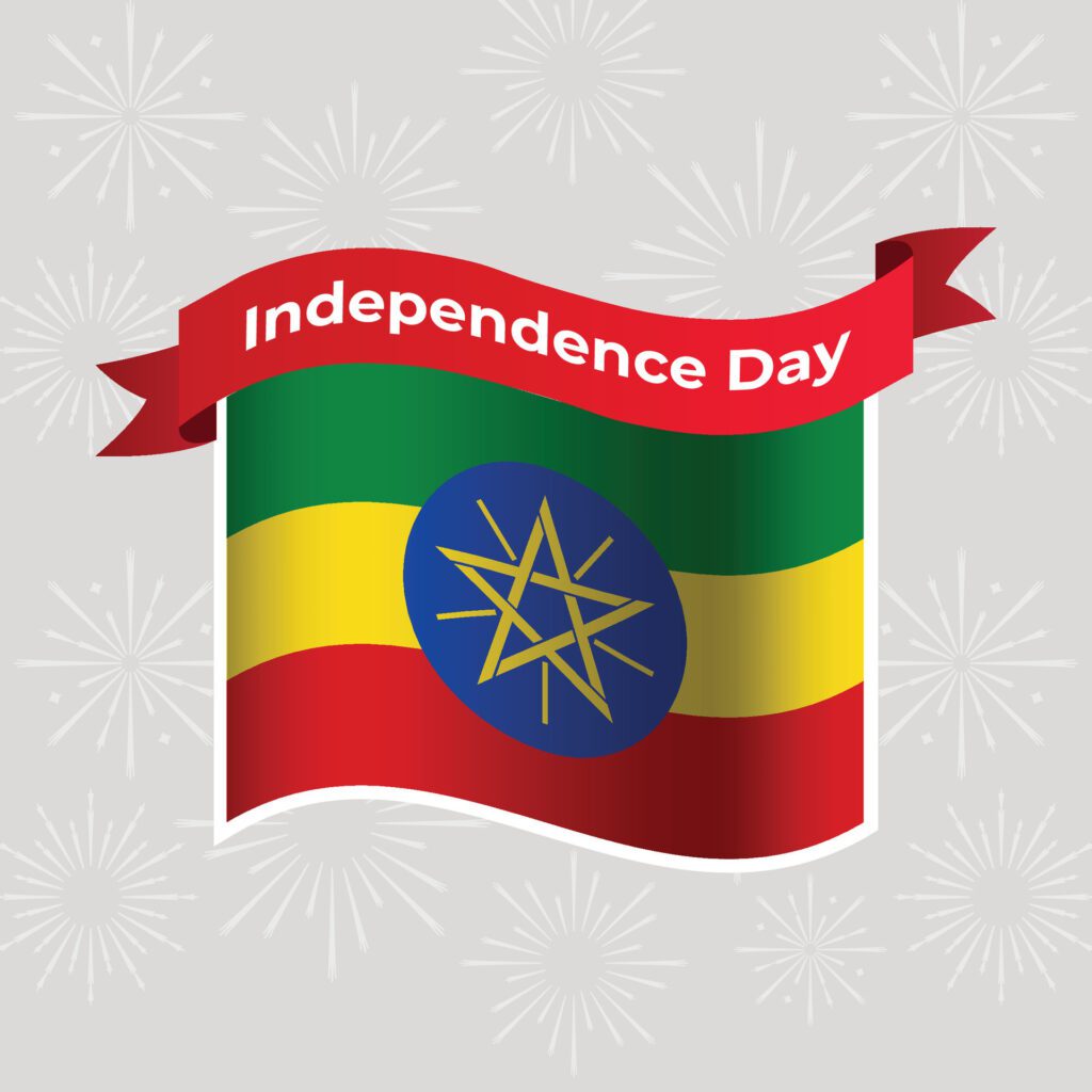 Ethiopia Wavy Flag Independence Day Banner Background Free Vector