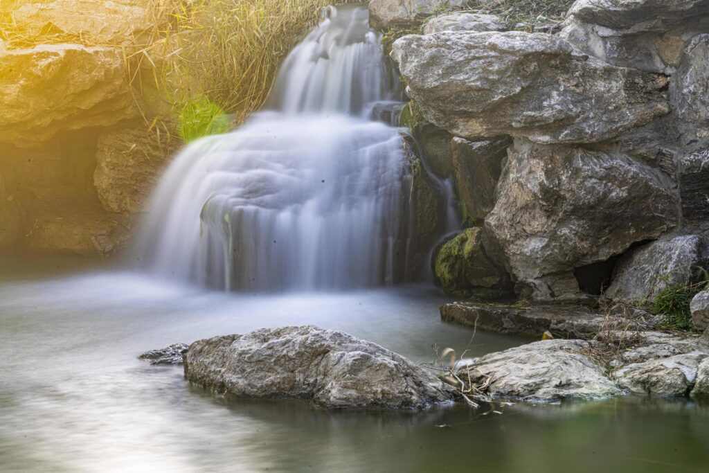 natural geology deep mountain waterfall background Stock Free