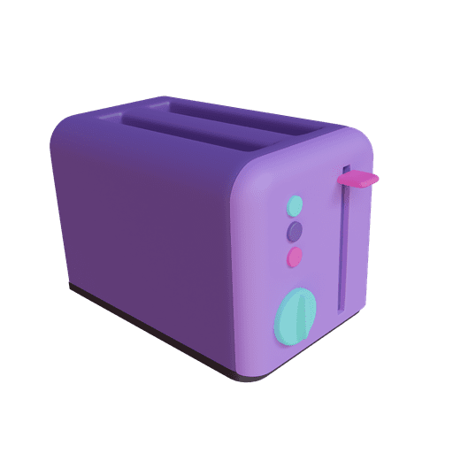 Toaster, toast, bread 3D illustration