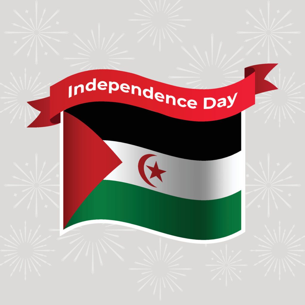 Western Sahara Wavy Flag Independence Day Banner Background Free Vector