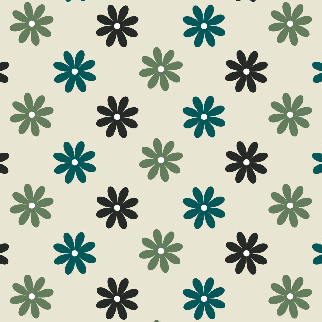 Seamless blue and green flower pattern Free Vector