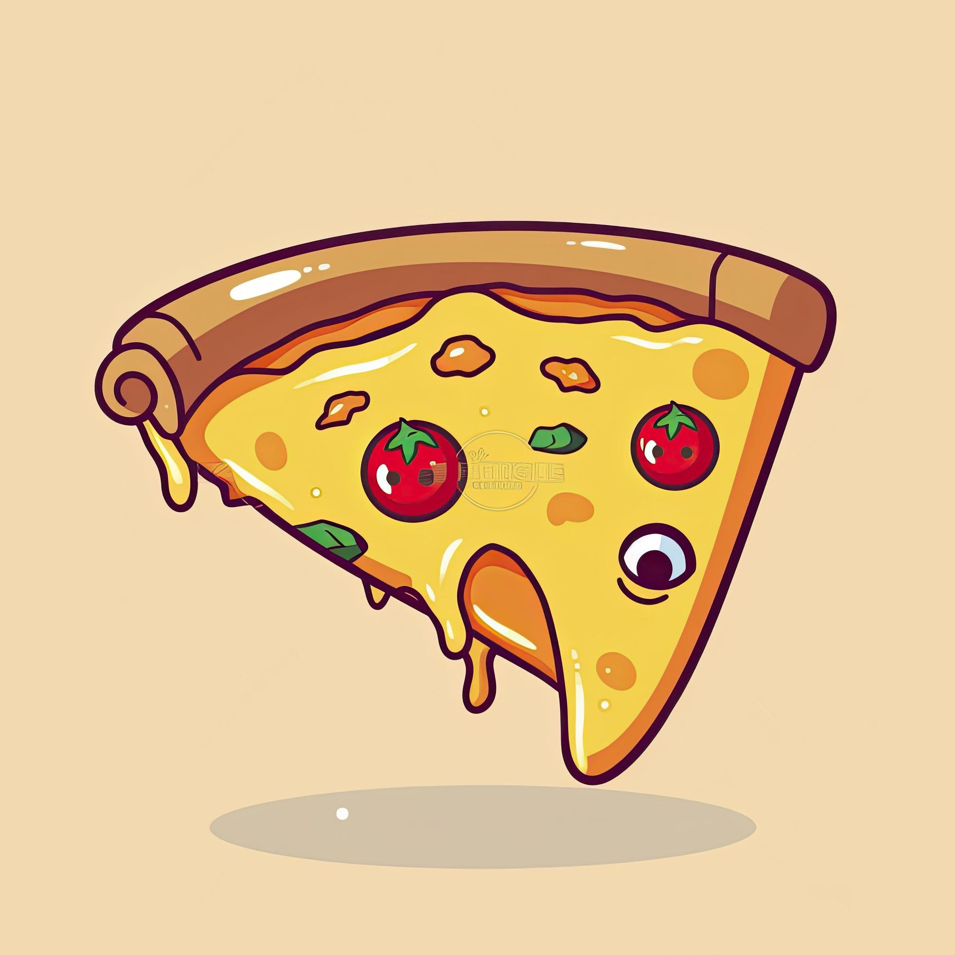 flying slice of pizza cartoon vector illustration. fast food concept isolated vector. flat cartoon style, generat ai Stock Free