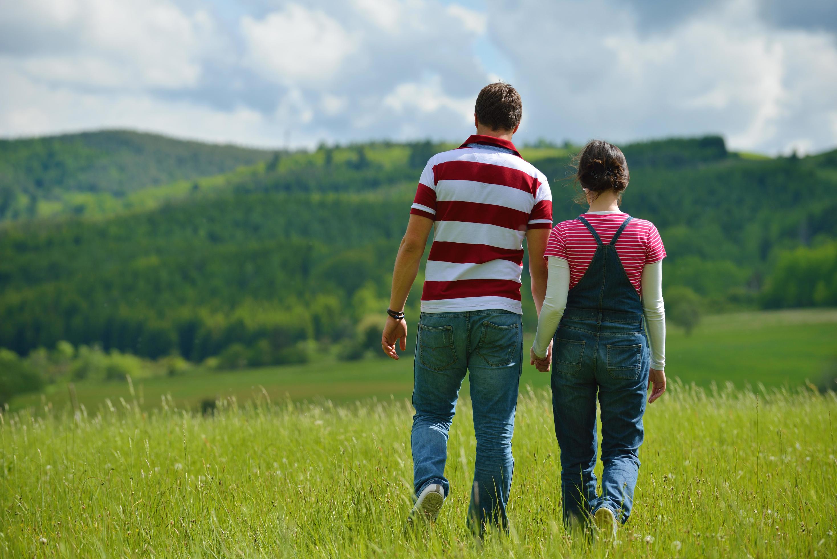 romantic young couple in love together outdoor Stock Free