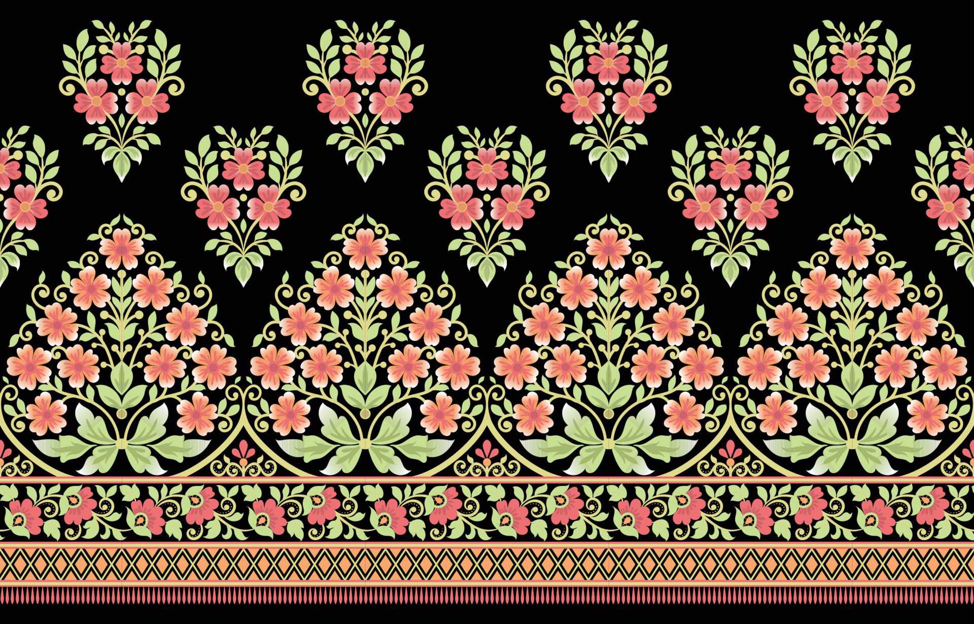 Seamless vector pattern with classic vintage ornament. Floral design for printing on textiles or wallpaper. Free Vector