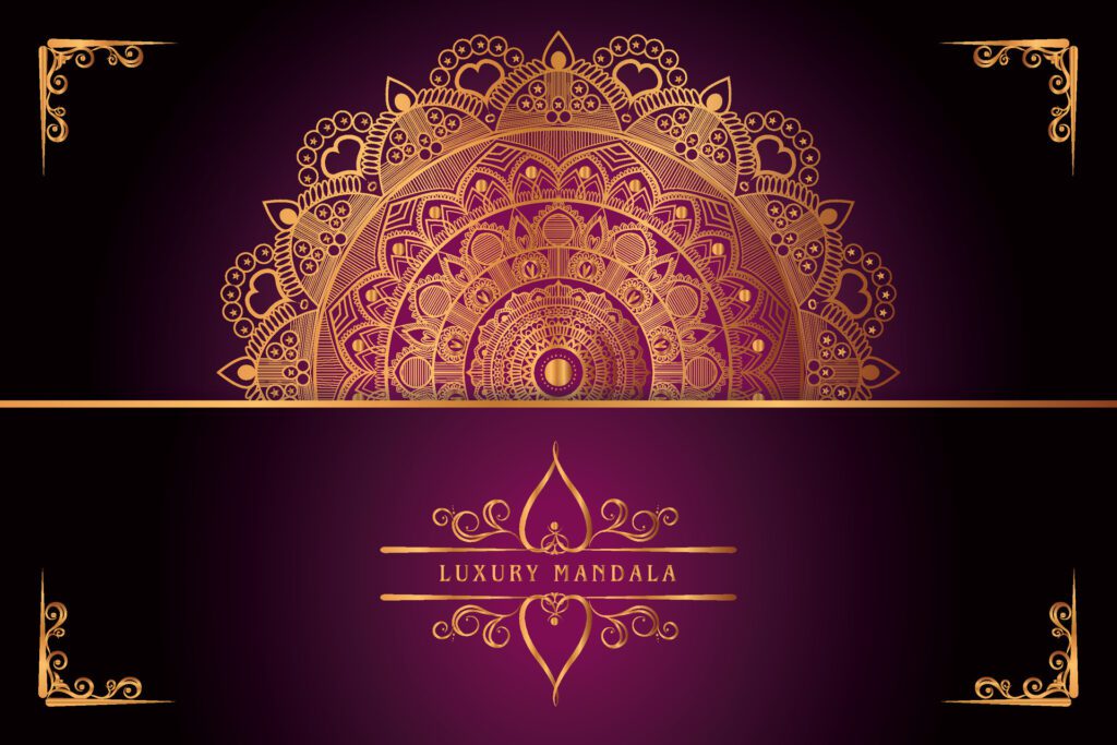 golden mandala design with gradients background Free Vector