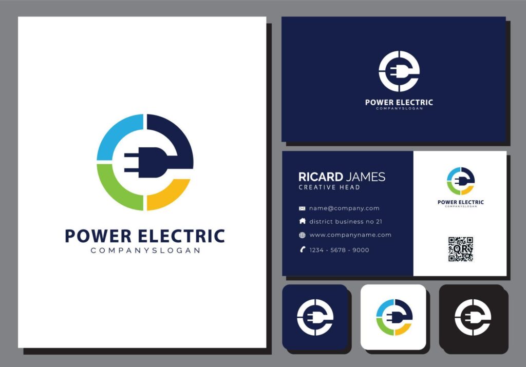 electric logo template with business card Stock Free