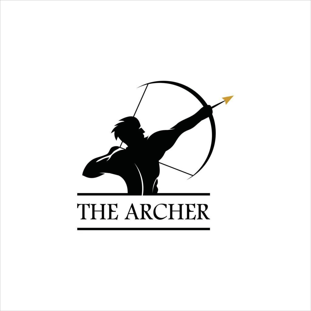 archery logo simple vintage archer man Stock Free