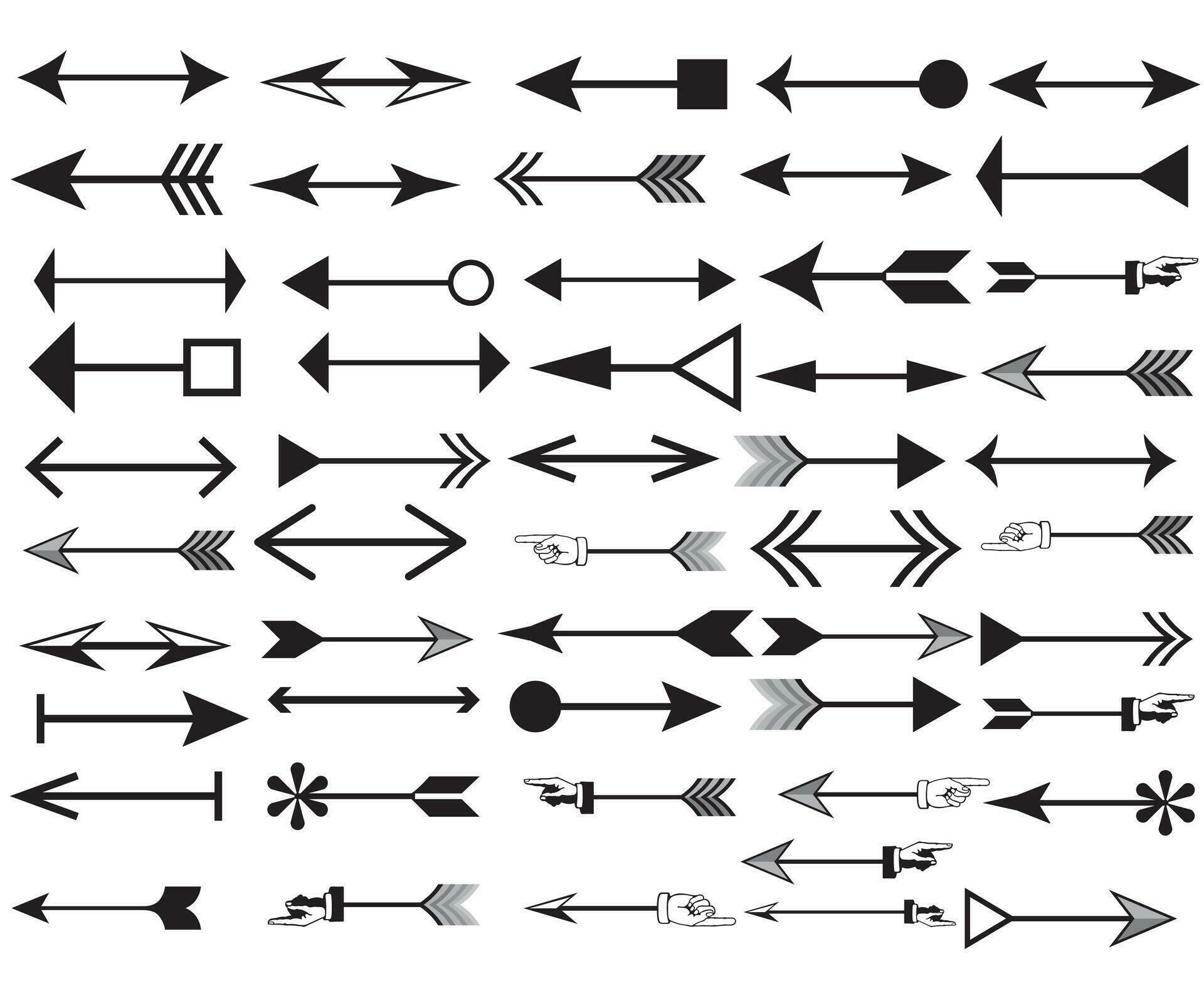 Arrows set. Arrow icon collection. Set different arrows or web design. Arrow flat style isolated on white background – stock vector. Stock Free