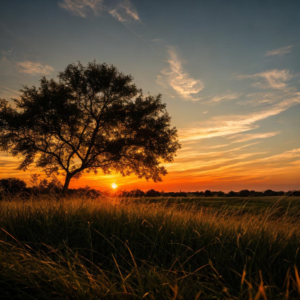 Sunset and grass by by @ai_generated